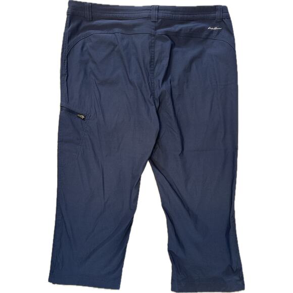 Eddie Bauer Women’s Stretch Bottom Drawstring Capri Pants Size 14 Navy Blue - Picture 2 of 6